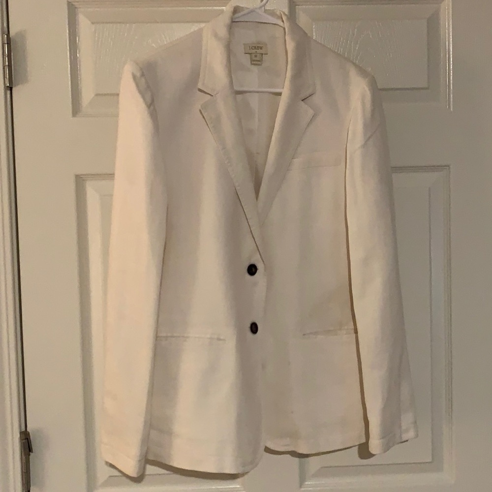 J Crew white linen blazer